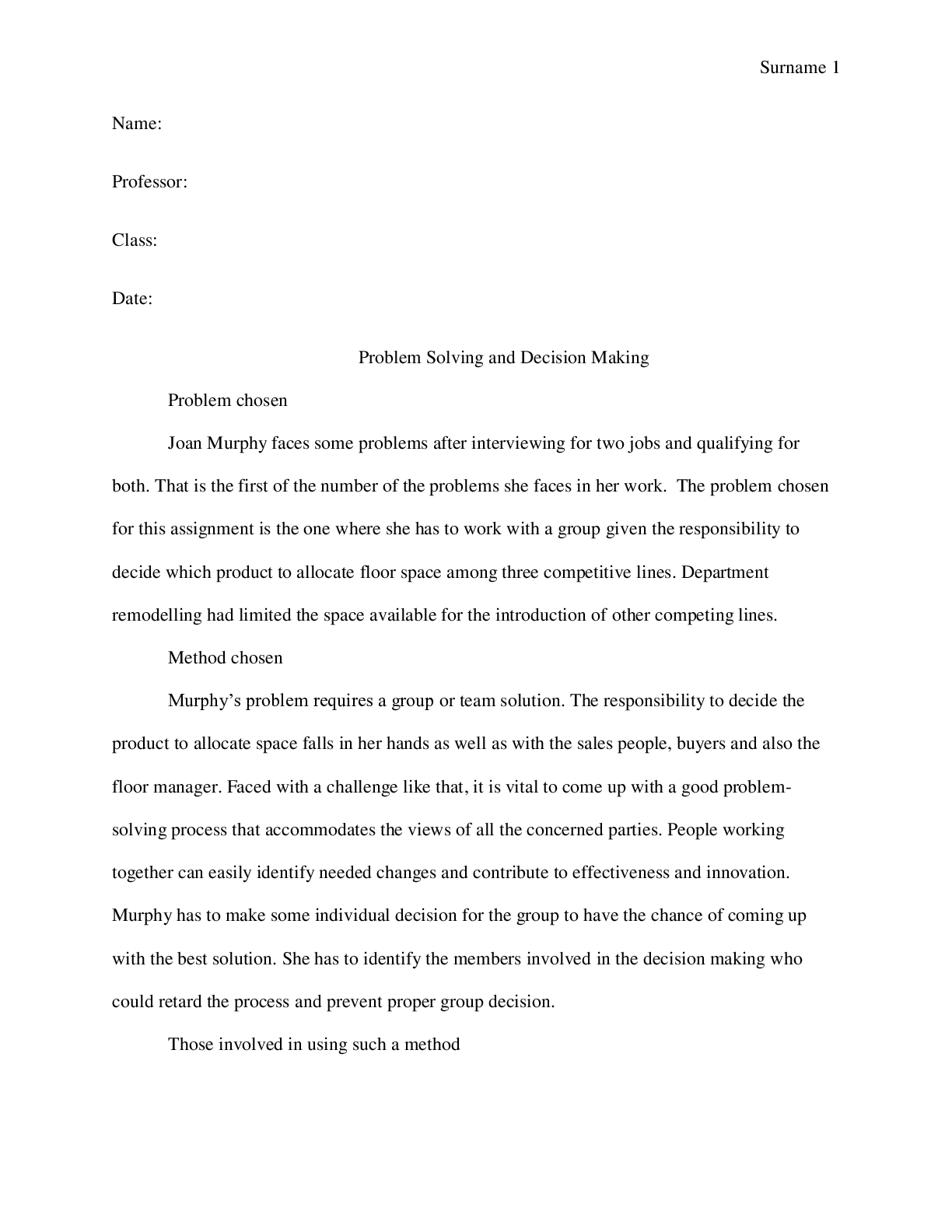 Preview image of Problem Solving and Decision Making document